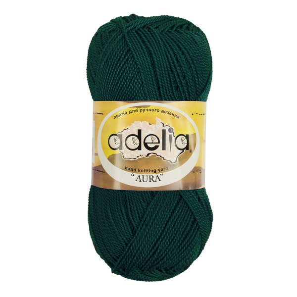 Пряжа ADELIA "AURA" 100% акрил 50 г 250 м ± 5 м №091 т. зеленый