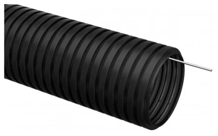 Труба гофрированная D20мм/ПНД, протяжка, IP55, уп.25м, черный, CTG20-20-K02-025-1