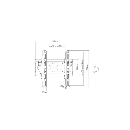 Кронштейн ITECHmount PLT-220 черный настенный,для тв,23-43",до 45кг,от стены 53мм,с функцией наклона ＋12°～-12°,VESA: 5x75, 100x100, 100x150,150x100, 1