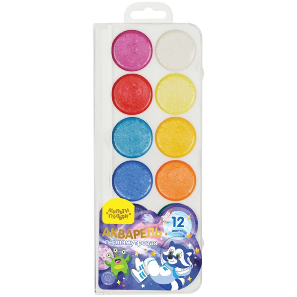Акварель 12цв. Мульти-Пульти "Енот в космосе" без кисти (АП_36585)
