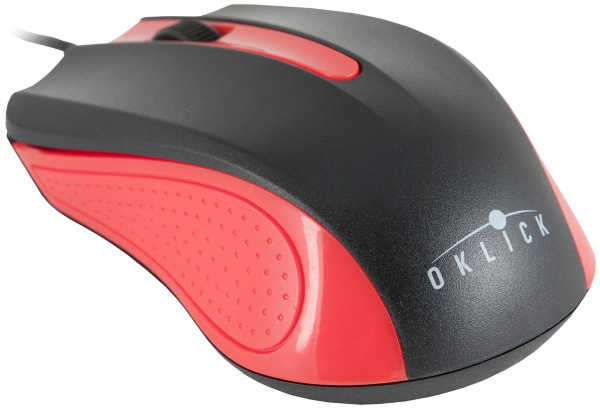 Мышь USB Oklick 225M оптическая, 1200dpi, кабель 1.3м, Black/Red