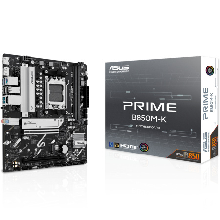 Мат.плата SocAM5 AMD B850 ASUS PRIME B850M-K (mATX,2DDR5,2M.2,2PCI-E16,DP,HDMI,PC9000)