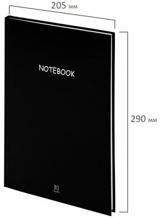 Блокнот STAFF 205х290мм А4, 80л, твердый, клетка, Black, 114403