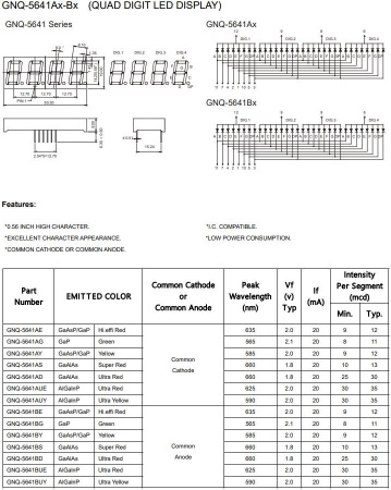 Индикатор цифровой, 4разряда, 50.3*19мм, 8.8.8.8., 7сегментный, CC, 12пин, красный, GNQ-5641AD-21
