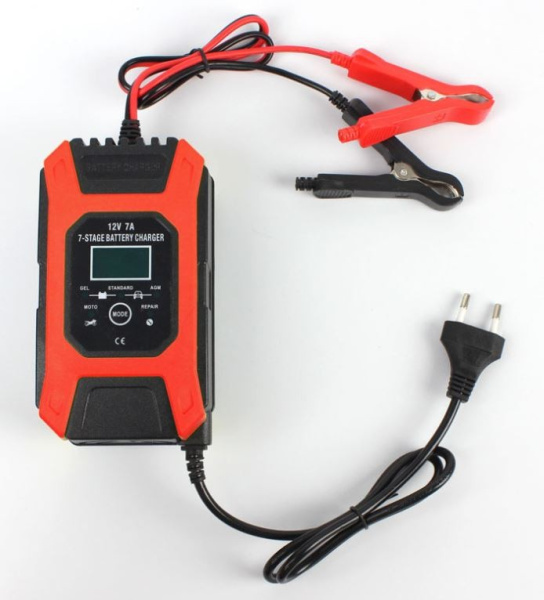 Зарядное устройство LA 12в, 7а, крокодилы, интеллектуальное, десульфатация, Foxsur FBC1207D