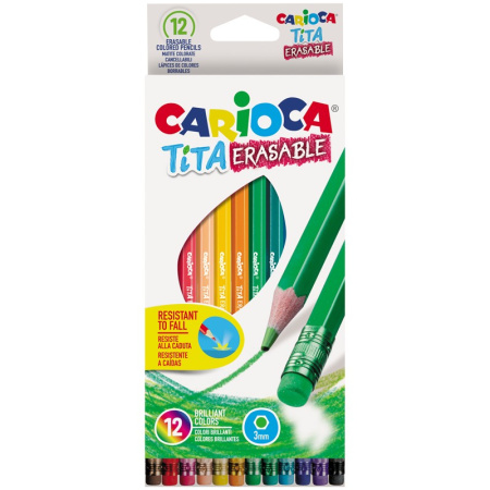 Карандаши 12цв. Carioca "Tita Erasable" стираемые (42897)