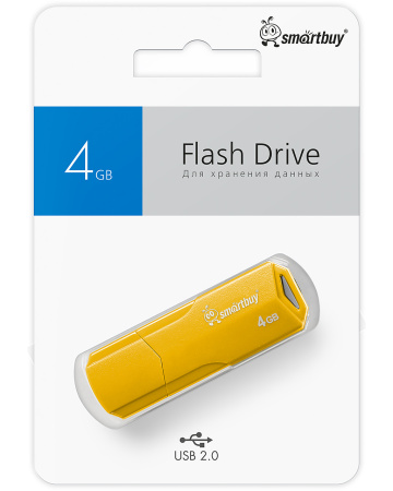 Флеш-накопитель USB2.0 4GB Smartbuy CLUE (SB4GBCLU-Y) желтый
