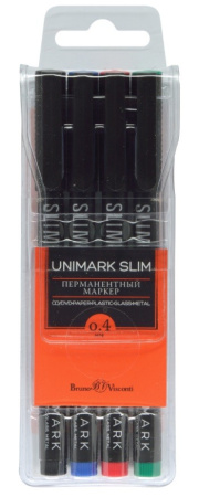 Набор маркеров для CD-DVD BrunoVisconti "UNIMARK SLIM" 4шт. (22-0018)