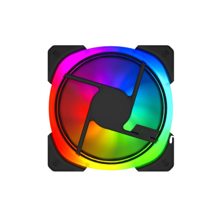 Кулер в корпус 140х140х25 Powercase (СM21-14 ARGB) Black (800-1500prm/4pin PWM+ARGB Sync/подшипник гидравлический/ARGB)