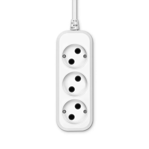 Сетевой удлинитель  3.0м, 3 розетки Buro, BU-PSL3.3/W, 1500Вт, б/з, белый, пакет
