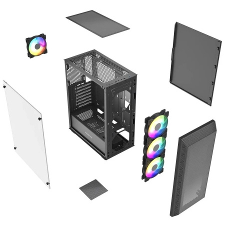 Корпус ATX Б_БП Powercase Mistral S4B ARGB (USB3.0,Audio,черный,Mesh,TG,4х120мм ARGB PWM fans,CPU Cooler до 160мм, VGA до 310мм)[CMSB-A4]