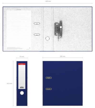 Папка-регистратор 70мм. Erich Krause "Стандарт" мет. кант, синий (271)