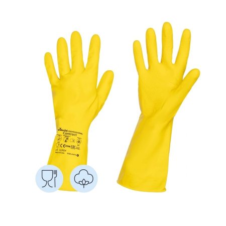 Перчатки хоз. латексные VILEDA Contract, желтый, размер M (174323/515176)