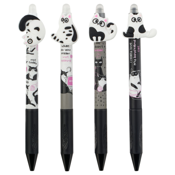 Ручка пиши-стирай MESHU "Funny cats" 0,5мм, синяя, автомат (MS_55627)