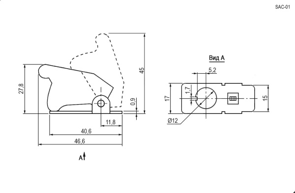 Крышка защитная М12, SAC-01, чёрный, для переключателя тумблерного ASW-07D KN3(A),(B),(C),(D)
