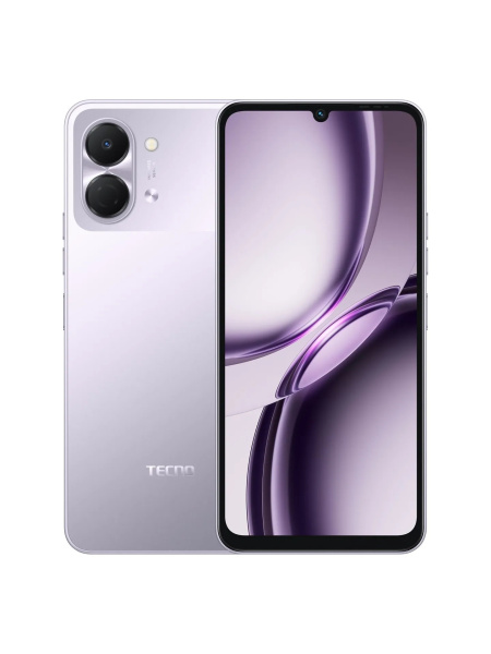 Смартфон Tecno Spark Go 3 4Гб 64Гб Aurora Purple 6.75", IPS, 1600*720, 2*1.8+6*1.6ГГц, 13Мп, 8Мп, 4G, 5000мАч, And 15