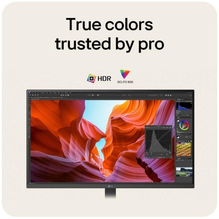 Монитор 31.5" LG 32U720A-B   VA, 3840x2160, 60Hz, 5ms, 250сd/m, 3000:1, HDR10 | 2xHDMI(2.0), DP(1.4), Type-C(PD-90W), 2xUSB3.0 | HAS, Swivel, ExPSU, Speakers, Vesa 100, Black