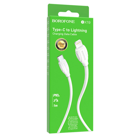 Кабель Lightning (m) - USB Type-C (m) BOROFONE BX19, 1м, 20W, белый