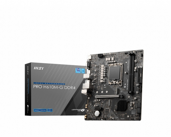 Мат.плата S1700 H610 MSI PRO H610M-G DDR4 (mATX,2DDR4,M.2,4SATA3,VGA,HDMI,PC3200)