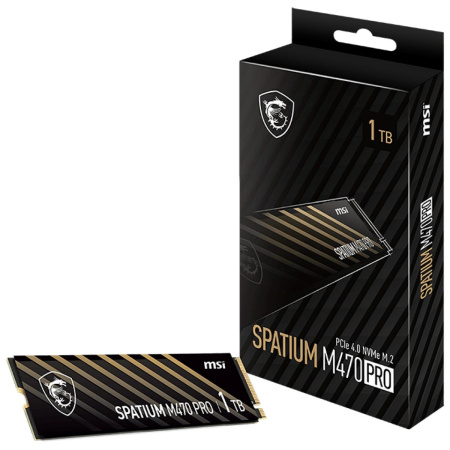 Твердотельный накопитель MSI SSD SPATIUM M470 Pro, 1000GB, M.2(22x80mm), NVMe, PCIe 4.0 x4, 3D TLC, R/W 6000/4500, IOPs 950 000/950 000, TBW 320, DWPD 0.2 (5 лет)