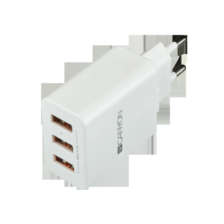 Зарядное_устройство - USBx3 CANYON H-05 4.2A max Технология Smart IC white+orange (CNE-CHA05W)