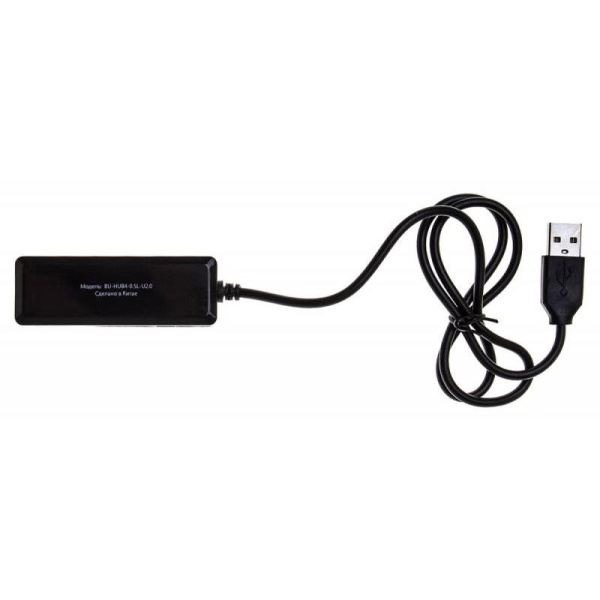 USB_Хаб 4xUSB_2.0 Buro BU-HUB4-0.5L-U2.0 черный