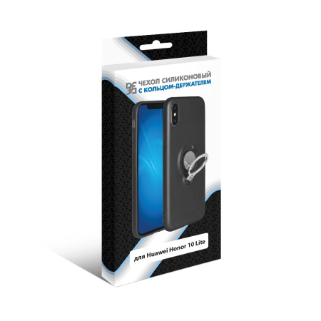 Чехол силиконовый для Honor 10 Lite DF hwRing-01 (black) с кольцом-держателем