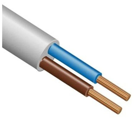 Кабель ПВС 2х0.75, белый, Электрокабель НН 000007155