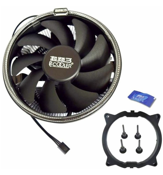 Кулер S115х/775/AMx/FMx/AM4 PCCooler E126MB (92W,120mm,PWM,1000-1800rpm,Al,Blue led)