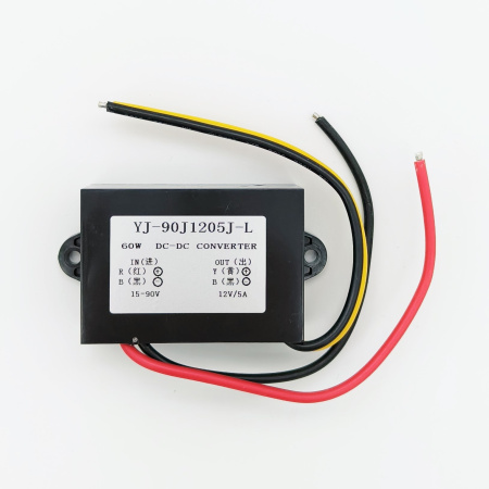 Преобразователь DC/DC в корпусе out 12V  5A, in 15..90V, StepDown, IP67, 75*40*22, YJ-90J1205J-L