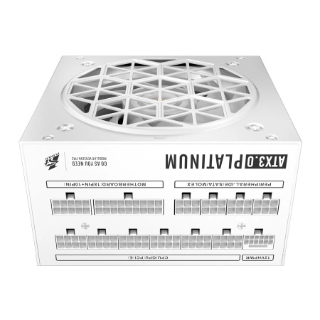 Блок питания 1300Вт 1STPLAYER NGDP Platinum 1300W White (APFC,120мм,4PCI-E,12VHPWR,12SATA,80+Platinum,модульный)[HA-1300BA3-WH]