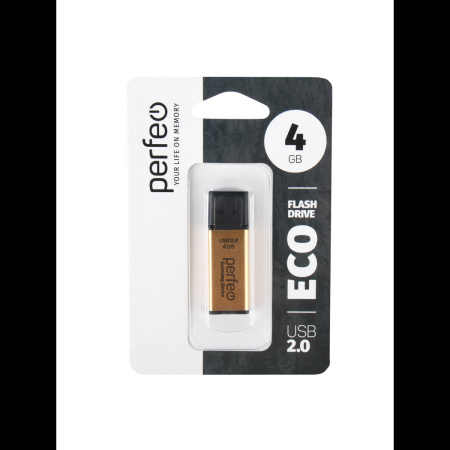Флеш-накопитель USB2.0 4Gb Perfeo E03 (PF-E03Gl004ES) золотой