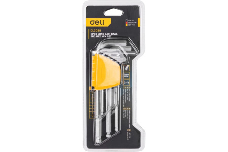 Набор шестигранных ключей с шаром удлиненных Deli DL3088 9 шт 1.5-10 мм, пластиковый держатель