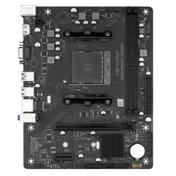 Мат.плата SocAM4 AMD B450 MAXSUN Challenger B450M (mATX,2DDR4,M.2,PCI-E16,PCIE-E,HDMI,VGA,PC3200,CPU