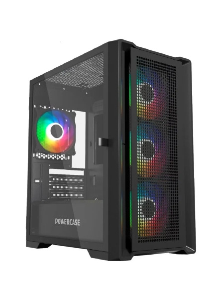 Корпус mATX Б_БП Powercase Alisio Micro X4B V2 (USB3.0,Audio,черный,Mesh,TG,4х120мм ARGB fans,ARGB HUB,CPU Cooler до 160мм, VGA до 300мм)[CAMCXB-A4]