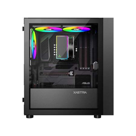 Корпус mATX Б_БП XASTRA A305M 3ARGB Black (USB3.0,Audio,TG,черный,1х120мм,2х140мм ARGB)[A305M-2FC14A-1FC12A-D]