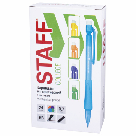 Карандаш мех. STAFF College MP-422, ластик, 0,7мм (181423)