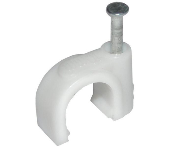 Крепеж кабеля круглый 12мм, уп. 50шт, пластик, белый, -40..+80, гвоздь, Rexant 07-4012