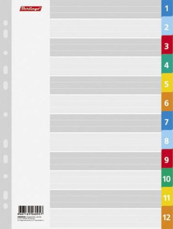 Разделитель листов BERLINGO цветовой 1-12л. ARp_04020