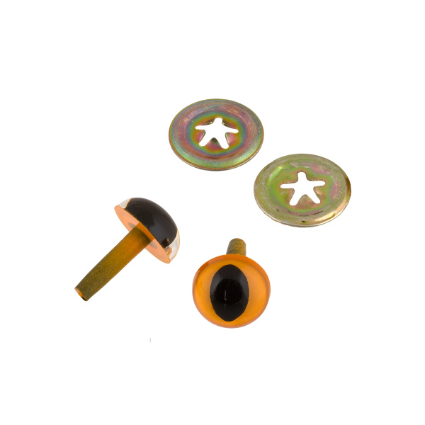 Глаза c кошачьим зрачком с шайбами "HobbyBe" CAE- 12 d 12 мм 24 шт. оранжевый