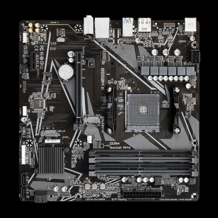 Мат.плата SocAM4 AMD B550 Gigabyte B550M K (mATX,4DDR4,2M.2,PCI-E16,PCI-E,DP,HDMI,PC4733)