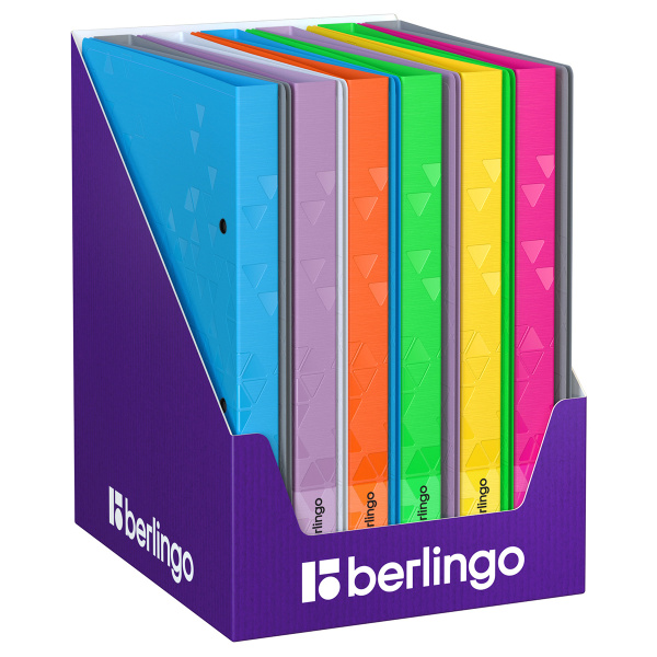 Папка 2 кольца BERLINGO "Neon+Metallic+DoubleWhite", 24мм, 1000мкм, ассорти (RB4_2D398)