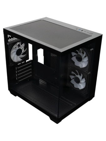 Корпус mATX Б_БП XASTRA QW400M 3ARGB-C6-AC Black (USB3.0,Audio,черный,Mesh,TG,3х120мм ARGB fans/ARGB+PWM HUB 6port,Type-C,CPU Cooler до 175мм, VGA до 