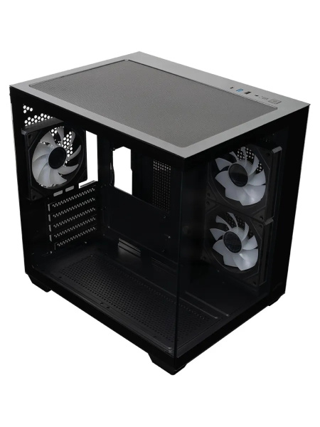 Корпус mATX Б_БП XASTRA QW400M 3ARGB-C6-AC Black (USB3.0,Audio,черный,Mesh,TG,3х120мм ARGB fans/ARGB+PWM HUB 6port,Type-C,CPU Cooler до 175мм, VGA до 