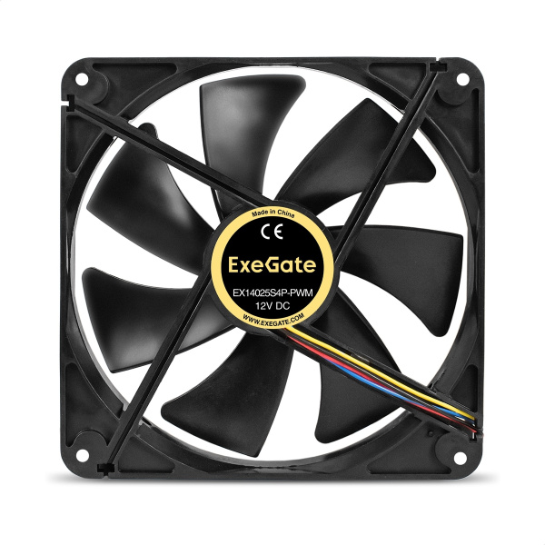 Кулер в корпус 140x140x25 Exegate EX14025S4P-PWM [EX295248RUS](sleeve,4pin,PWM,1200rpm)