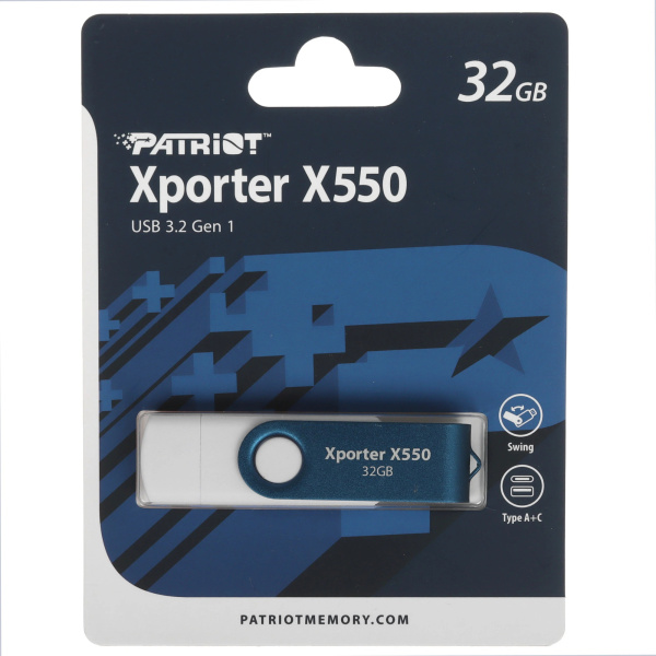 Флеш-накопитель USB3.2+Type C 32Gb Patriot Xporter X550 (PS32GX550AAD) белый