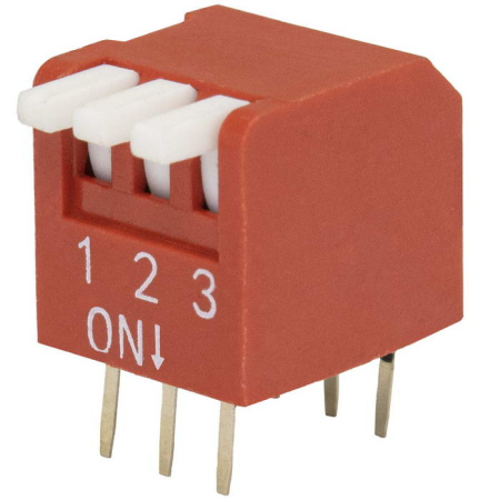 Переключатель DIP  SP3T, шаг 2.54мм, угловой, DP-03