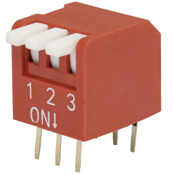 Переключатель DIP  SP3T, шаг 2.54мм, угловой, DP-03