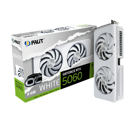 Видеокарта GeForce RTX5060 Palit 8Гб White OC GDDR7,128bit,HDMI,3DP (NE75060U19P1-GB2063M) ret