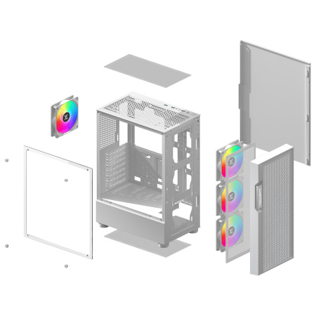 Корпус ATX Б_БП XASTRA A302 4FRGB White (USB3.0,Audio,TG,белый,4х120мм FRGB)[A302-WH-FC120FRGB-4F-GL]